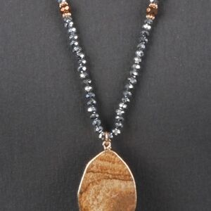 Long Beaded Natural Earth Tone Necklace